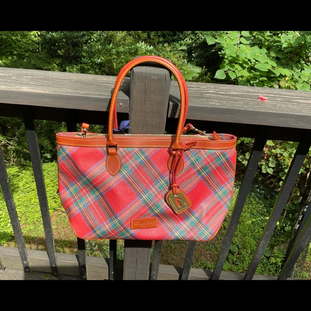 NWT Dooney and Bourke plaid coated cotton bag